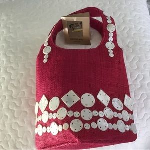 NWT Sun N Sand purse red with shell embellishment